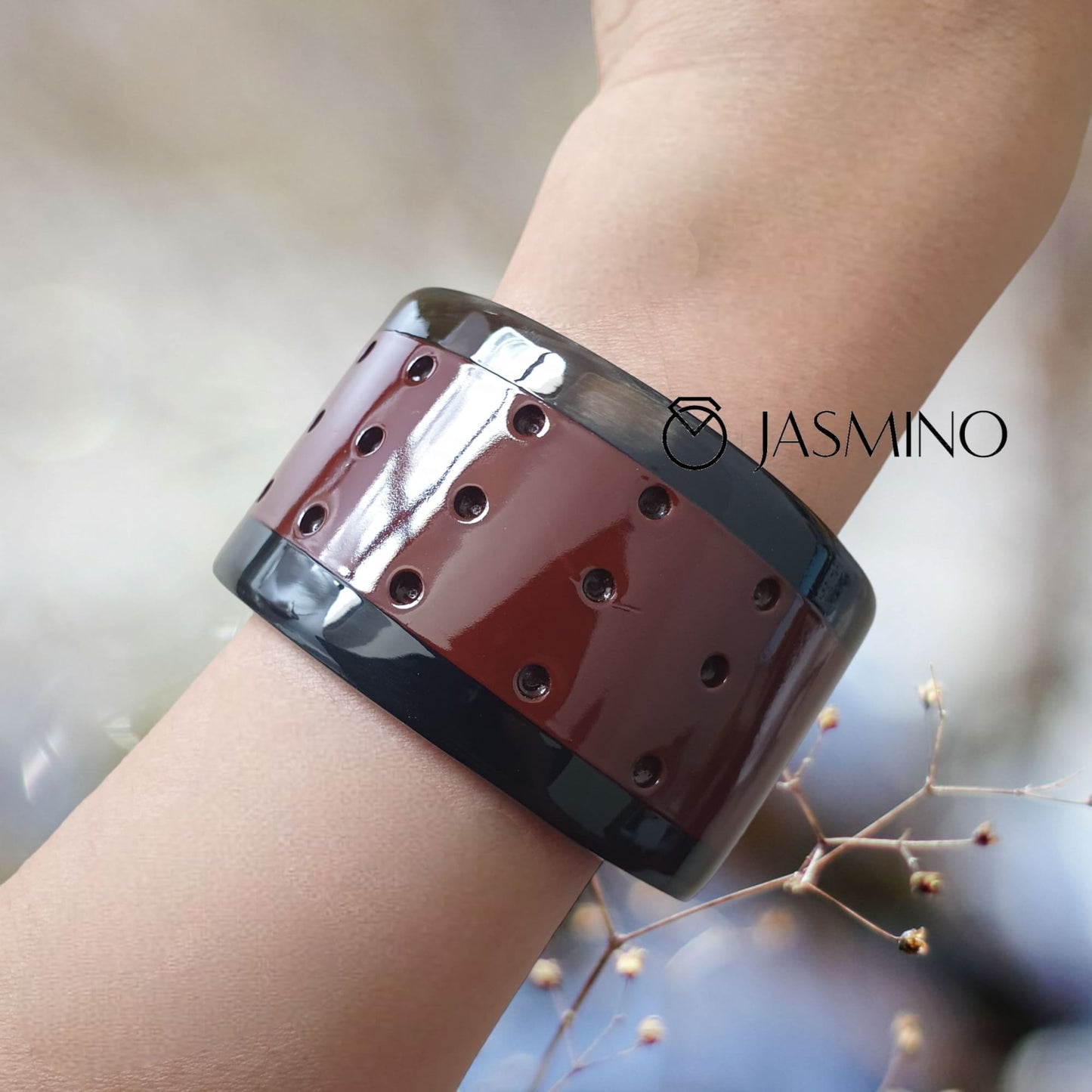 Wine red horn cuff bracelet