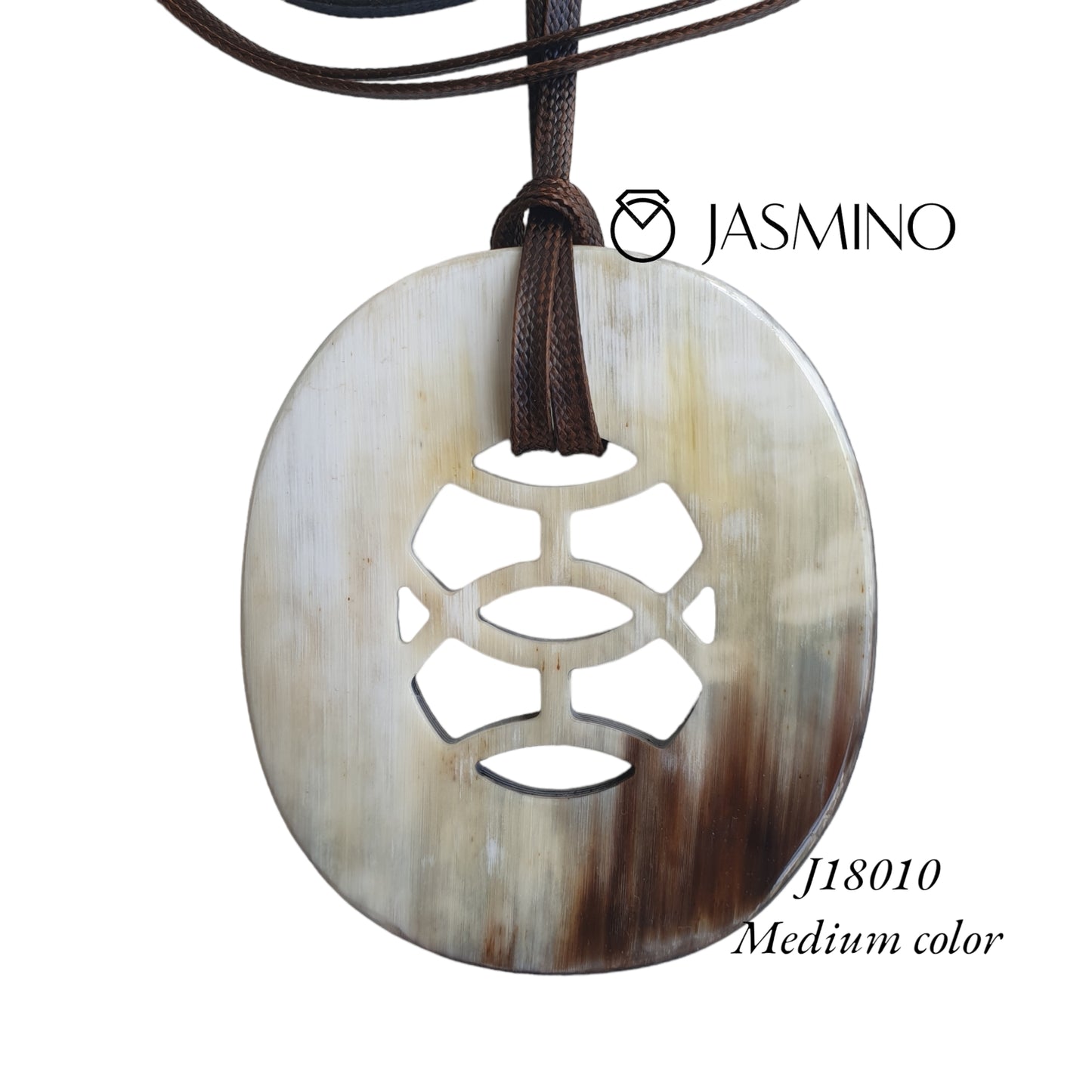 natural horn pendant with unique pattern on the light background, impressive gift for her