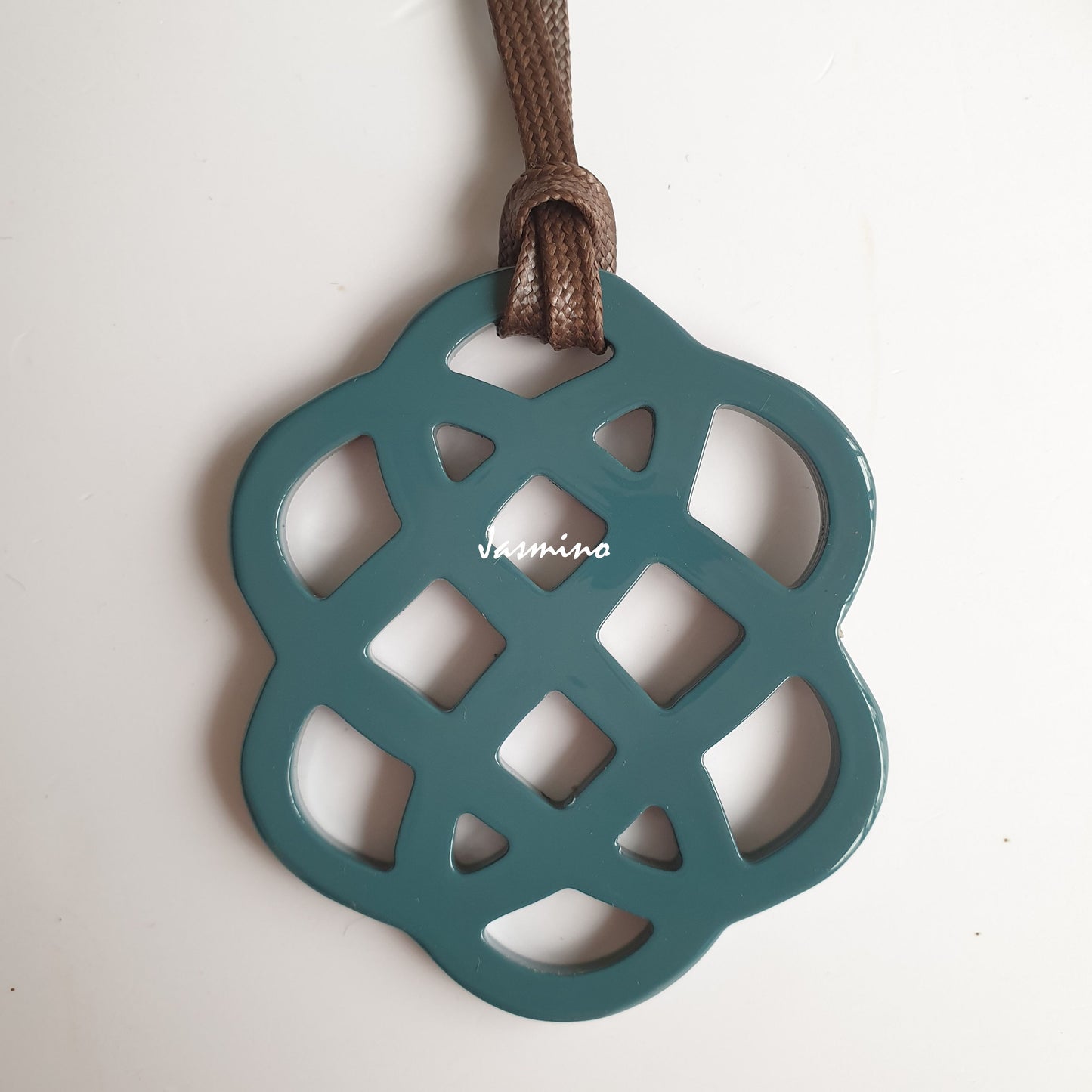 Jasmino unique handmade Vintage Asian lantern pendant in natural buffalo horn and blue-grey for girls