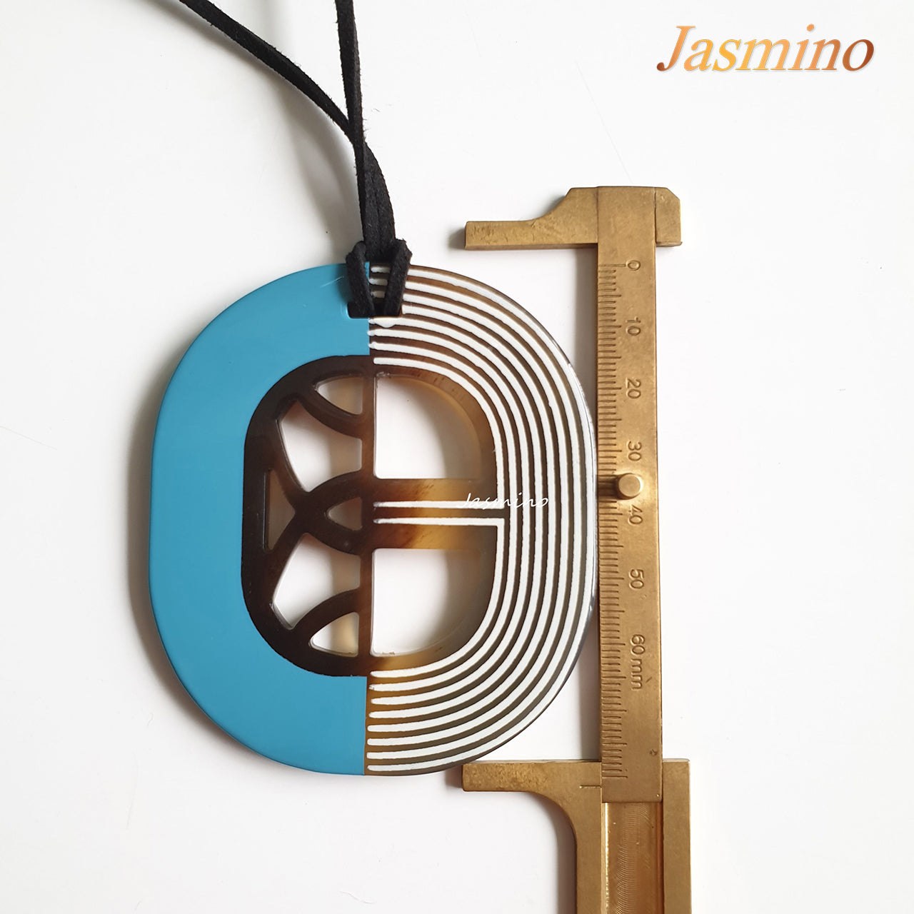 unique handmade Vintage oval pendant has a natural buffalo half and a sky blue half for women's gifts