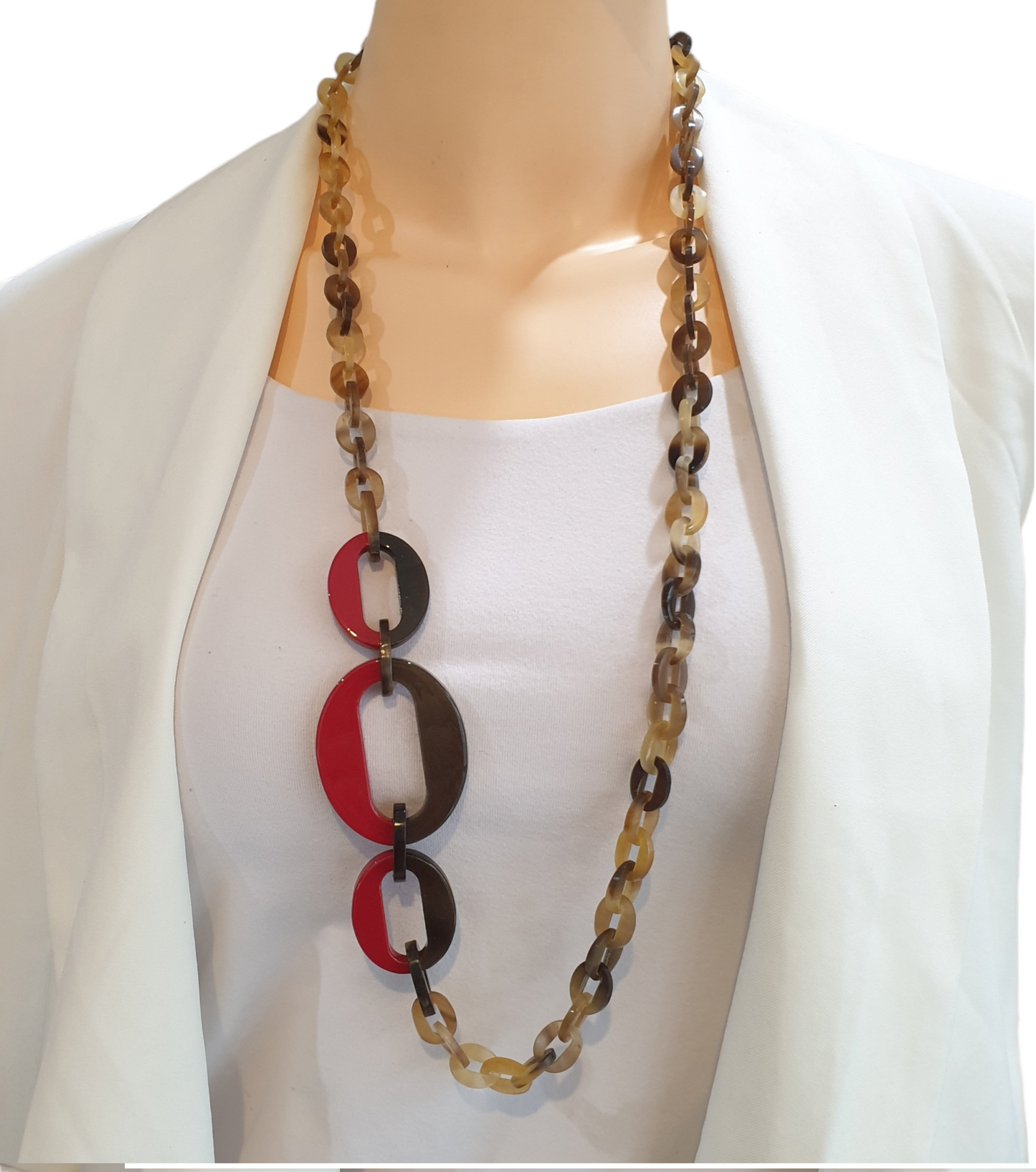 red lacquer necklace in natural light, impressive gift for her