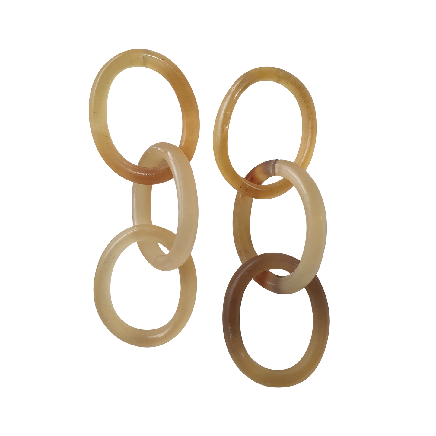 Jasmino Minimalist Spring 2023 Circle Chain Link Earrings Made By Natural Buffalo Horn