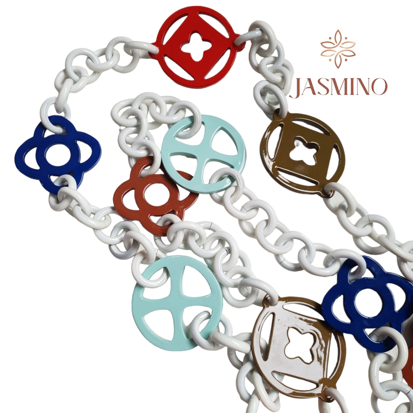 Winter Spring Color Handmade Gift Jewelry Chain Link Full Lacquered Horn Necklace J18470