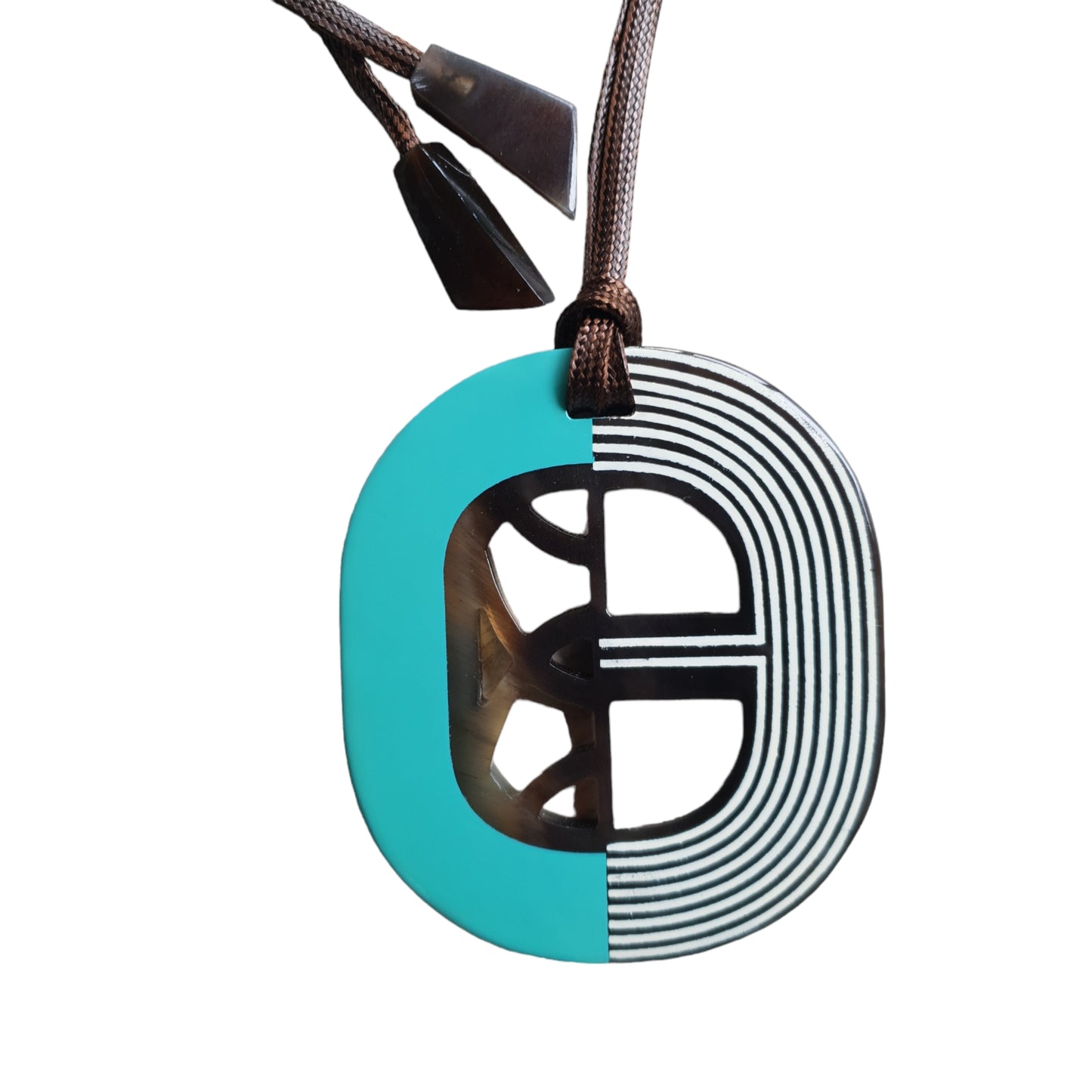 turquoise lacquer pendant on the light background, impressive gift for her