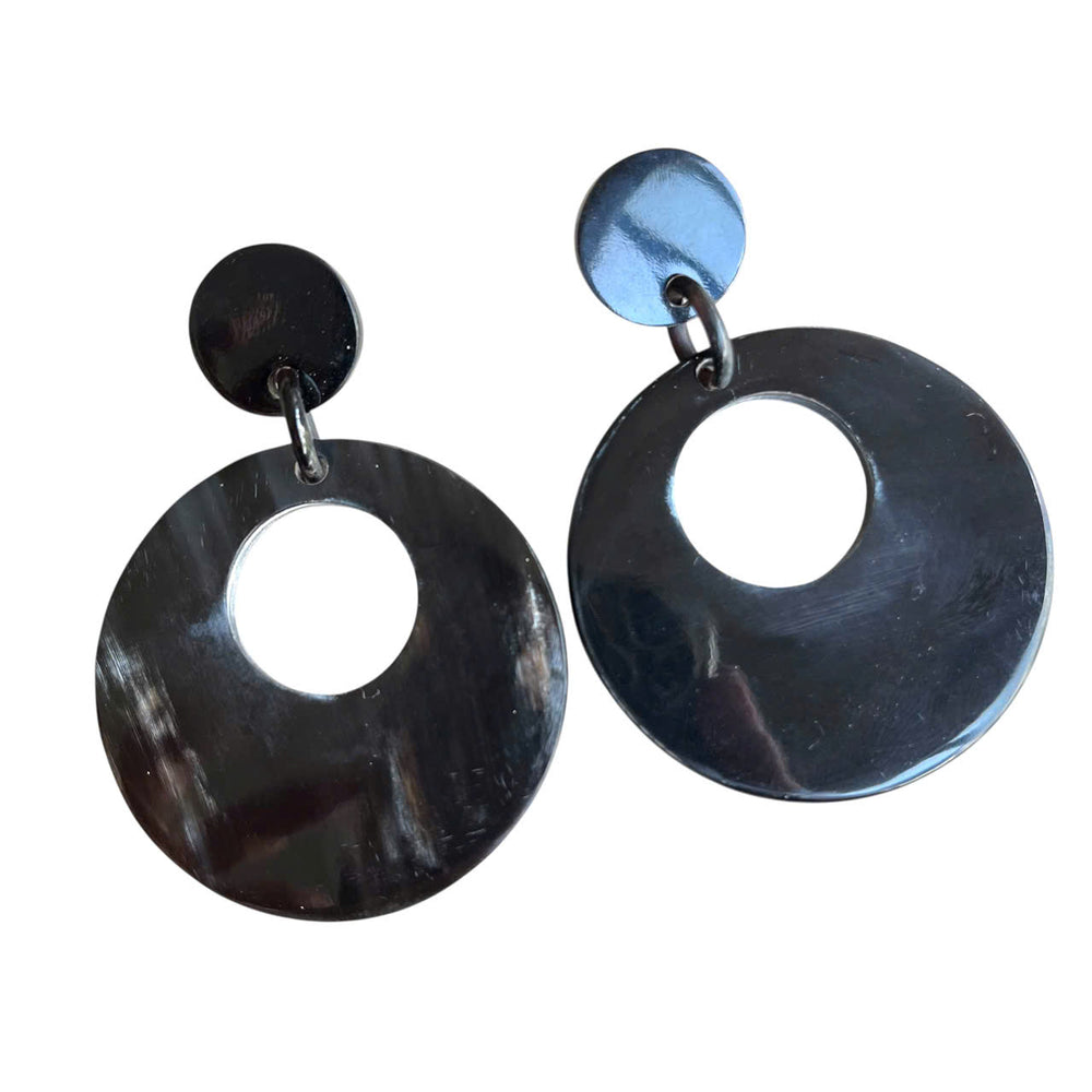
                  
                    Jasmino Unique Handmade Crescent Moon Circle Drop Earrings Made By Natural Buffalo Horn
                  
                