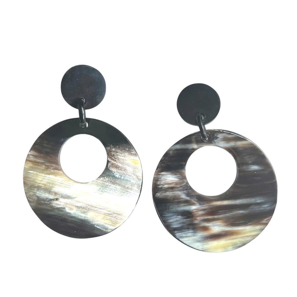 
                  
                    Jasmino Unique Handmade Crescent Moon Circle Drop Earrings Made By Natural Buffalo Horn
                  
                