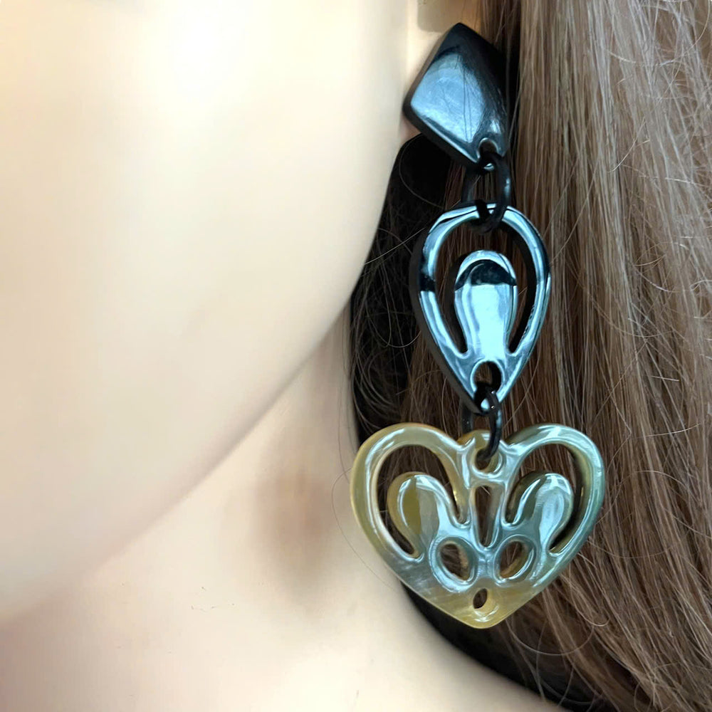 Jasmino Unique Handmade Heart Jewelry Earrings Couple Jewelry Made Of Natural Buffalo Horn