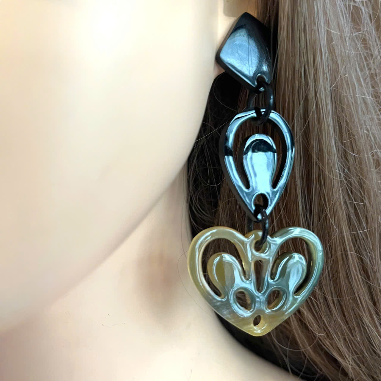 Jasmino Unique Handmade Heart Jewelry Earrings Couple Jewelry Made Of Natural Buffalo Horn
