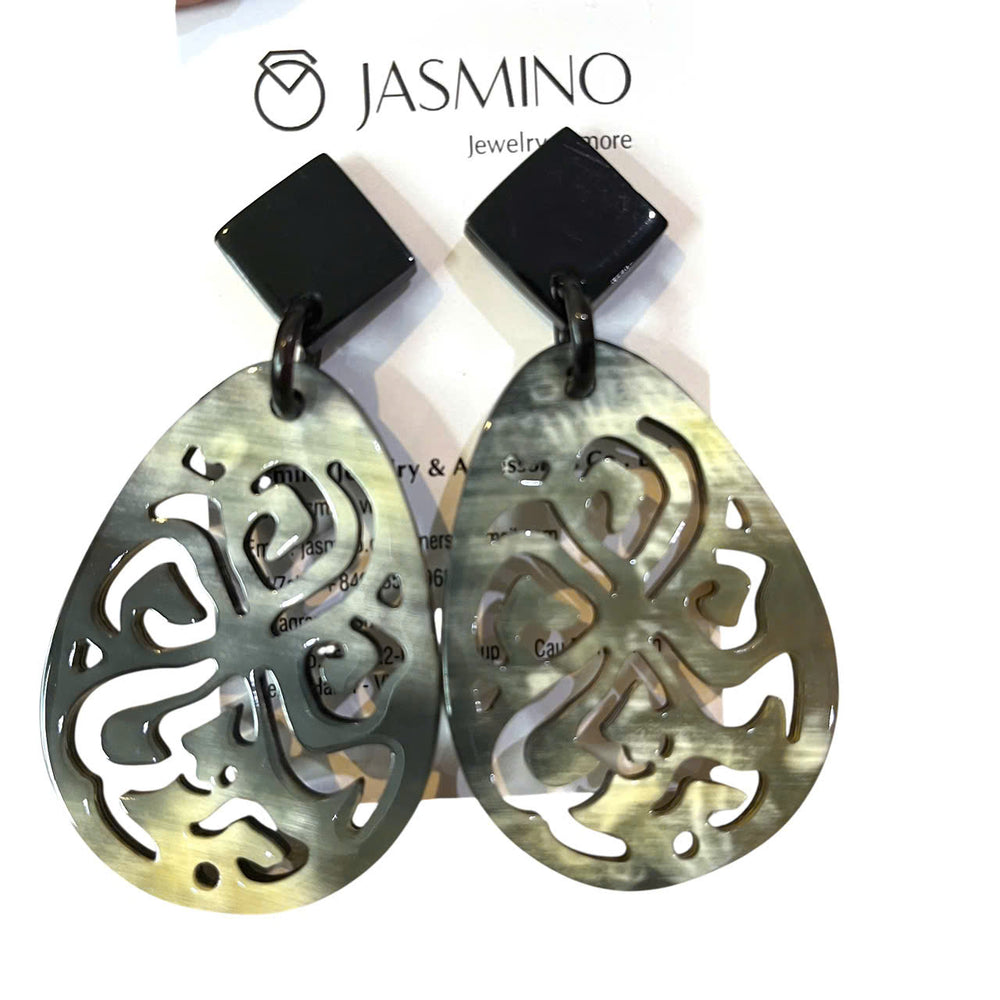 
                  
                    Jasmino Unique Elegant Oval Halloween Spider Drop Earrings Made By Natural Buffalo Horn
                  
                