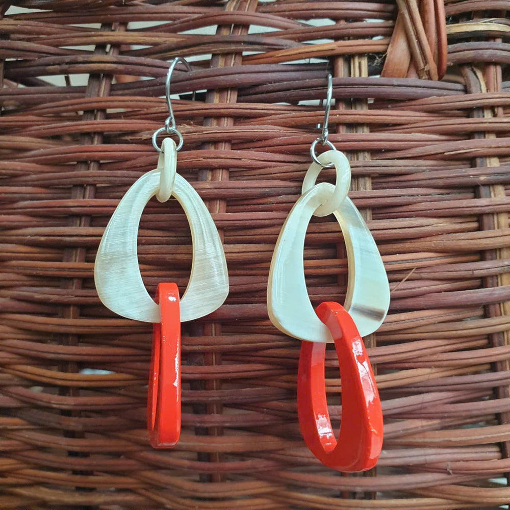 
                  
                    Jasmino Unique Festival Party Large Double Triangle Earrings For Women Made By Natural Buffalo Horn
                  
                