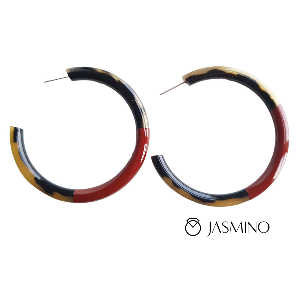 
                  
                    Minimalist C-shaped circle hoop earrings feature red cherry and amber color for girls
                  
                