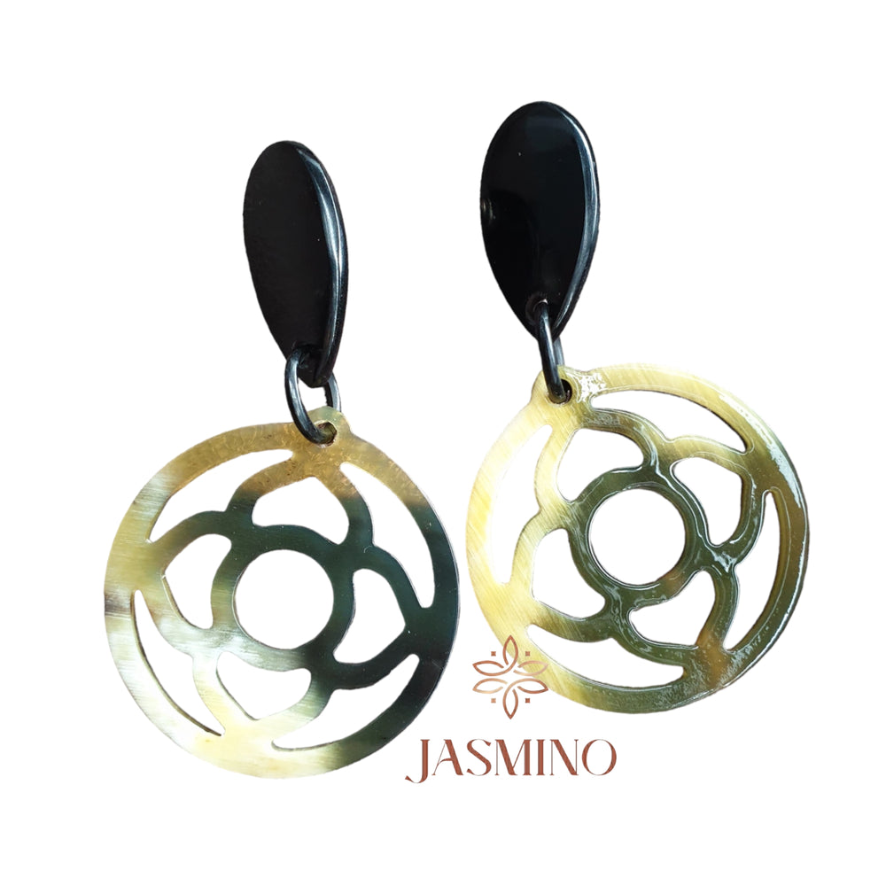 
                  
                    Jasmino Romantic Floral Bridal Circle Earrings Made By Natural Buffalo Horn Gift For Her
                  
                