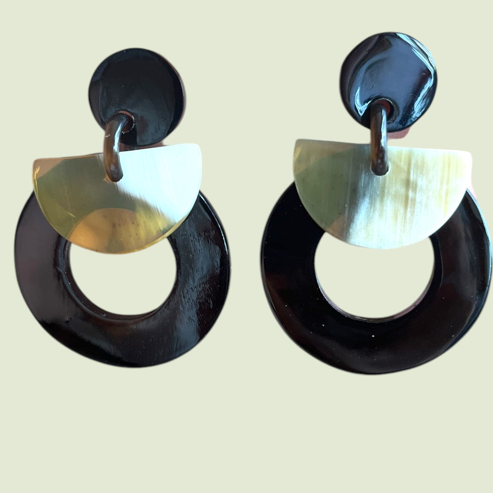
                  
                    Jasmino Unique Handmade Circular Drop Earrings Made By Natural Buffalo Horn
                  
                