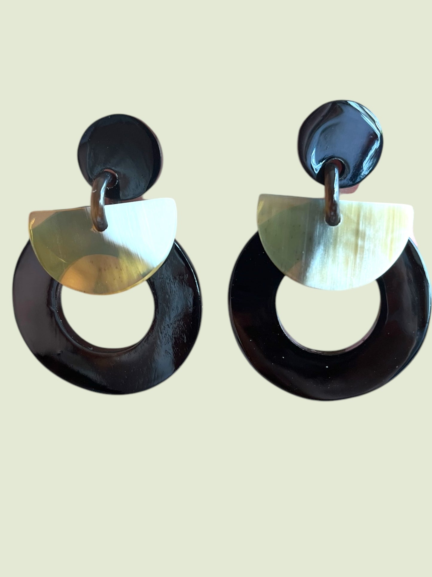 Jasmino Unique Handmade Circular Drop Earrings Made By Natural Buffalo Horn