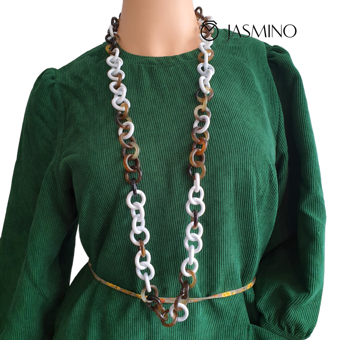 Unique Handmade Round Chain Link. Buffalo Horn Necklace J18461