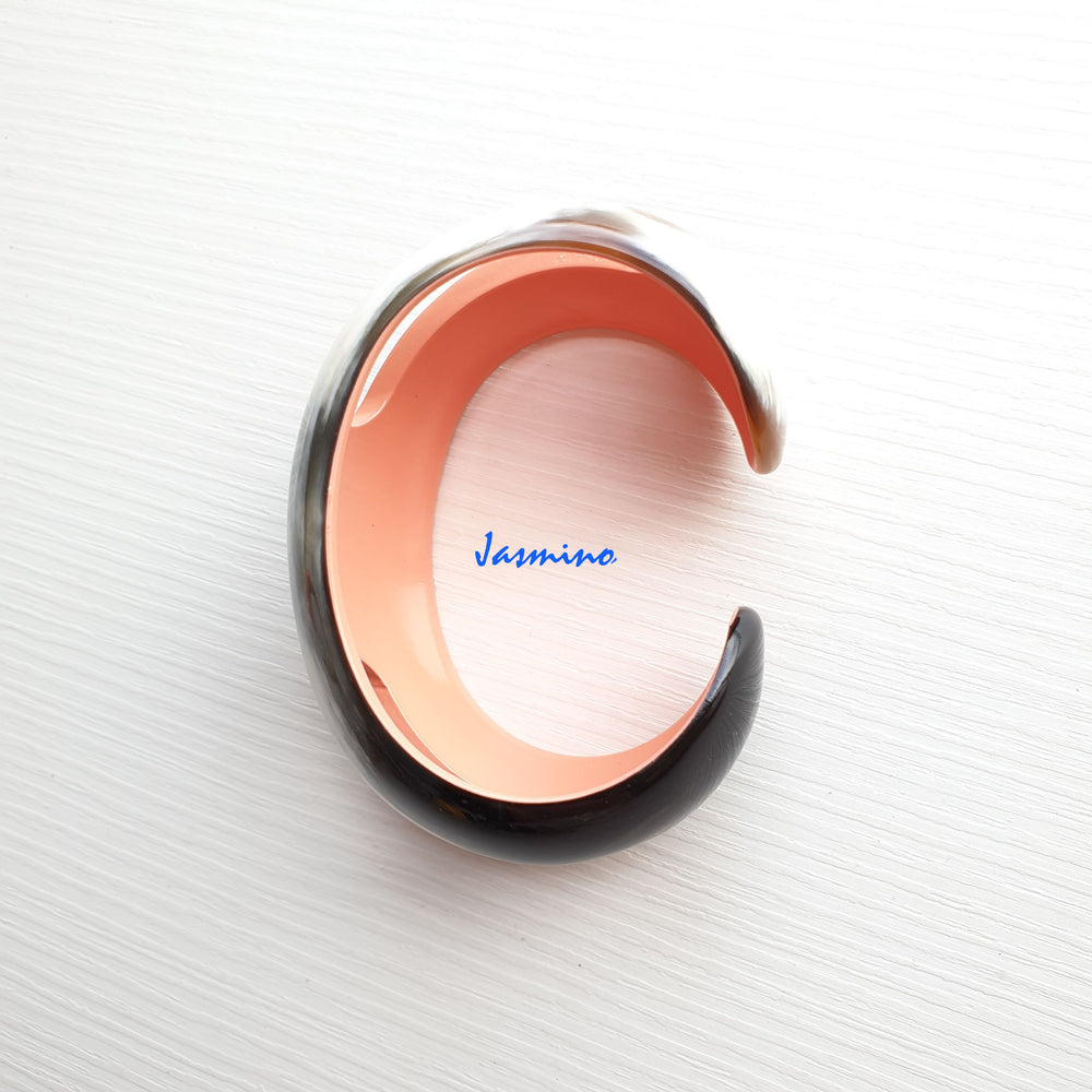 
                  
                    bracelet that the main color outside is white combine black while inside is coral pink, Unique gift for her 
                  
                