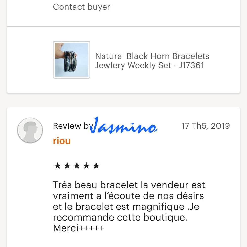 
                  
                    customers write good reviews for the horn jewelry and the best horn supplier
                  
                