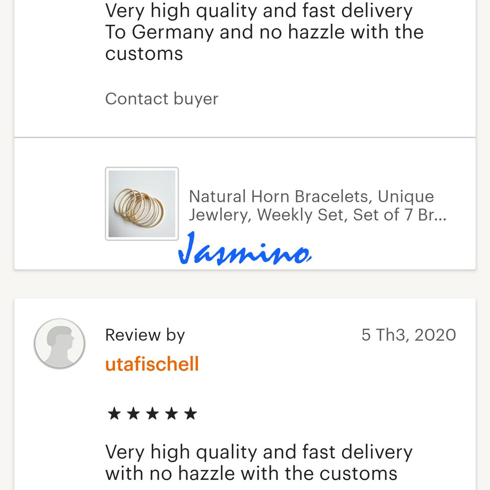 
                  
                    customers write good reviews for the horn jewelry and the best horn supplier
                  
                