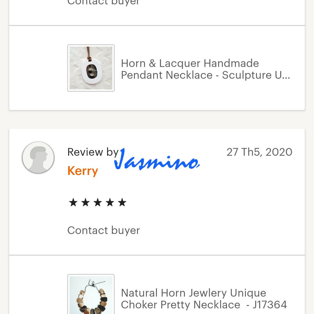 
                  
                    customers write good reviews for the horn jewelry and the best horn supplier
                  
                