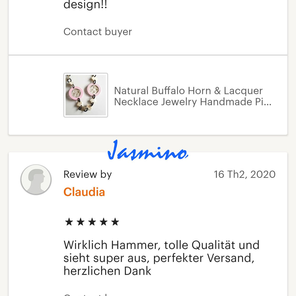 
                  
                    customers write good reviews for the horn jewelry and the best horn supplier
                  
                