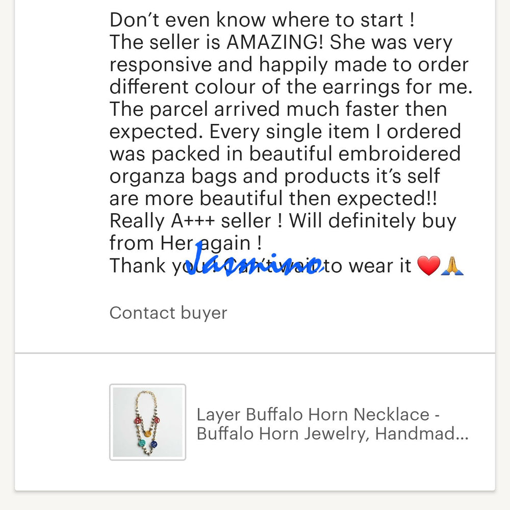 
                  
                    customers write good reviews for the horn jewelry and the best horn supplier
                  
                