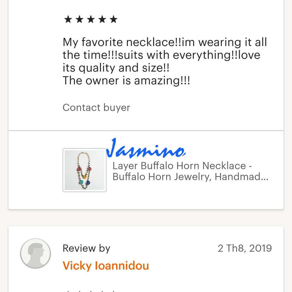 
                  
                    customers write good reviews for the horn jewelry and the best horn supplier
                  
                