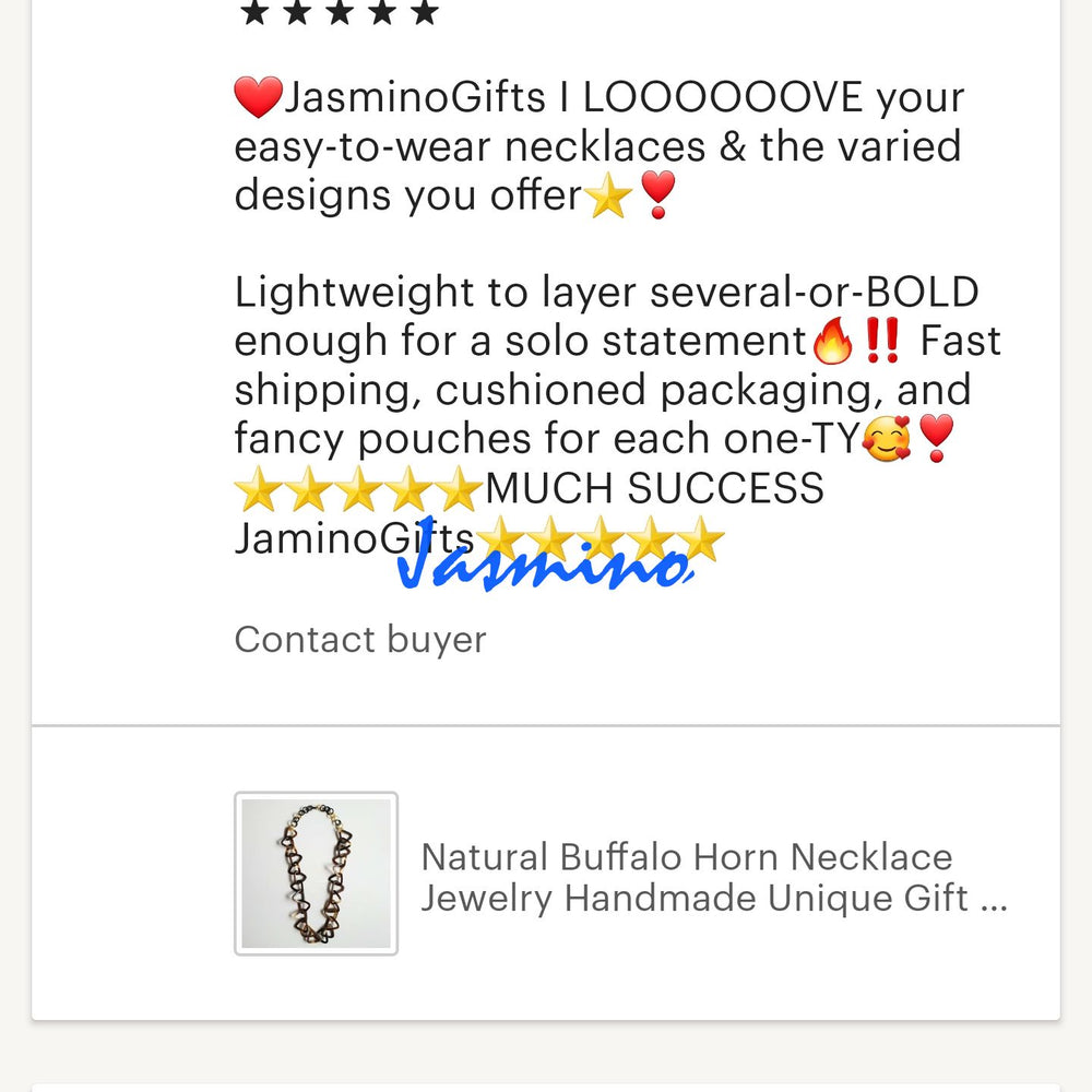 
                  
                    customers write good reviews for the horn jewelry and the best horn supplier
                  
                
