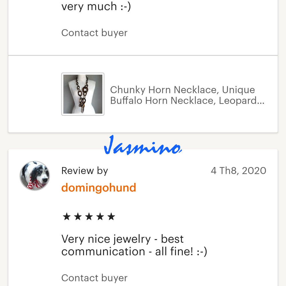 
                  
                    customers write good reviews for the horn jewelry and the best horn supplier
                  
                