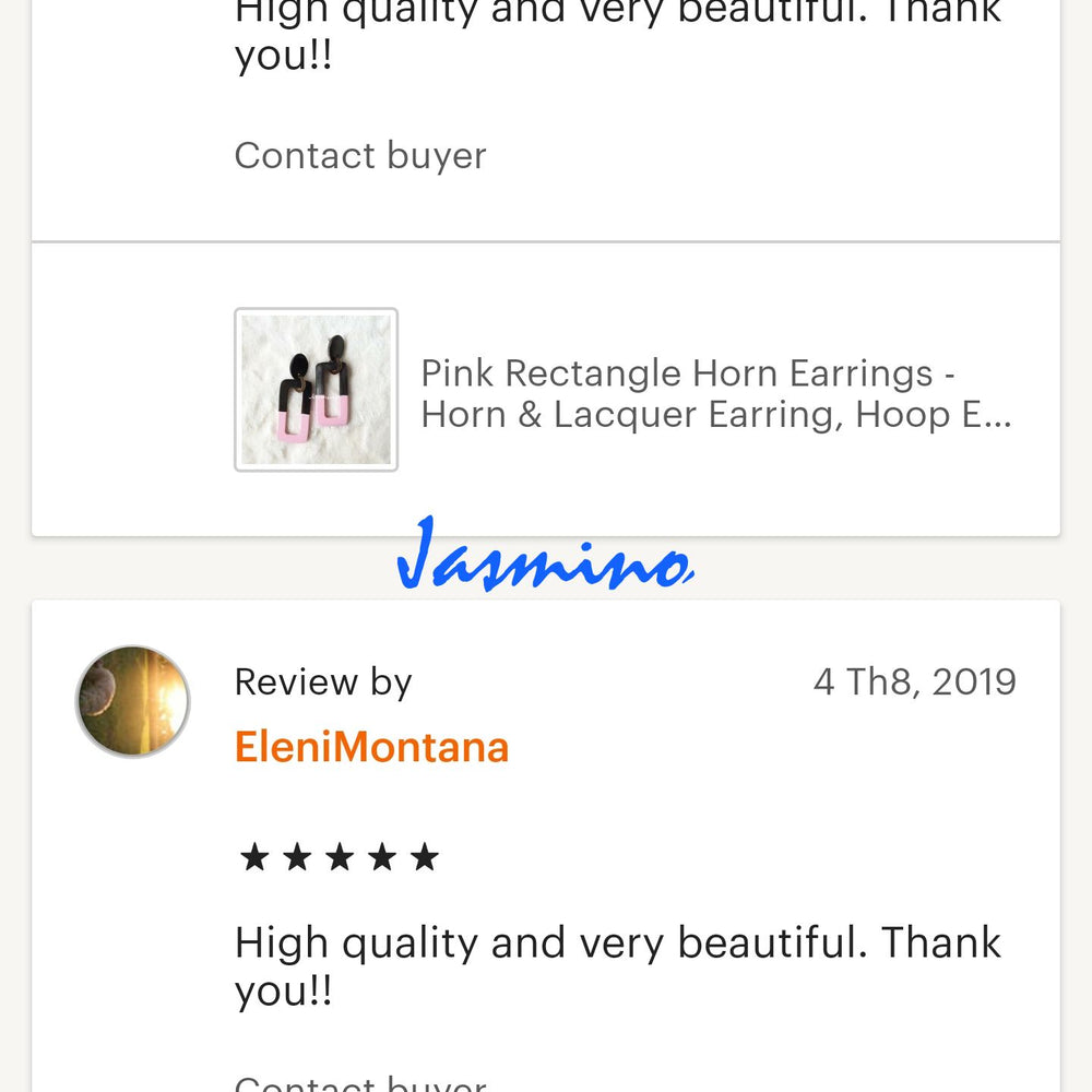
                  
                    Two customers gave a feedback to an earring collection in a handmade accessory shop
                  
                