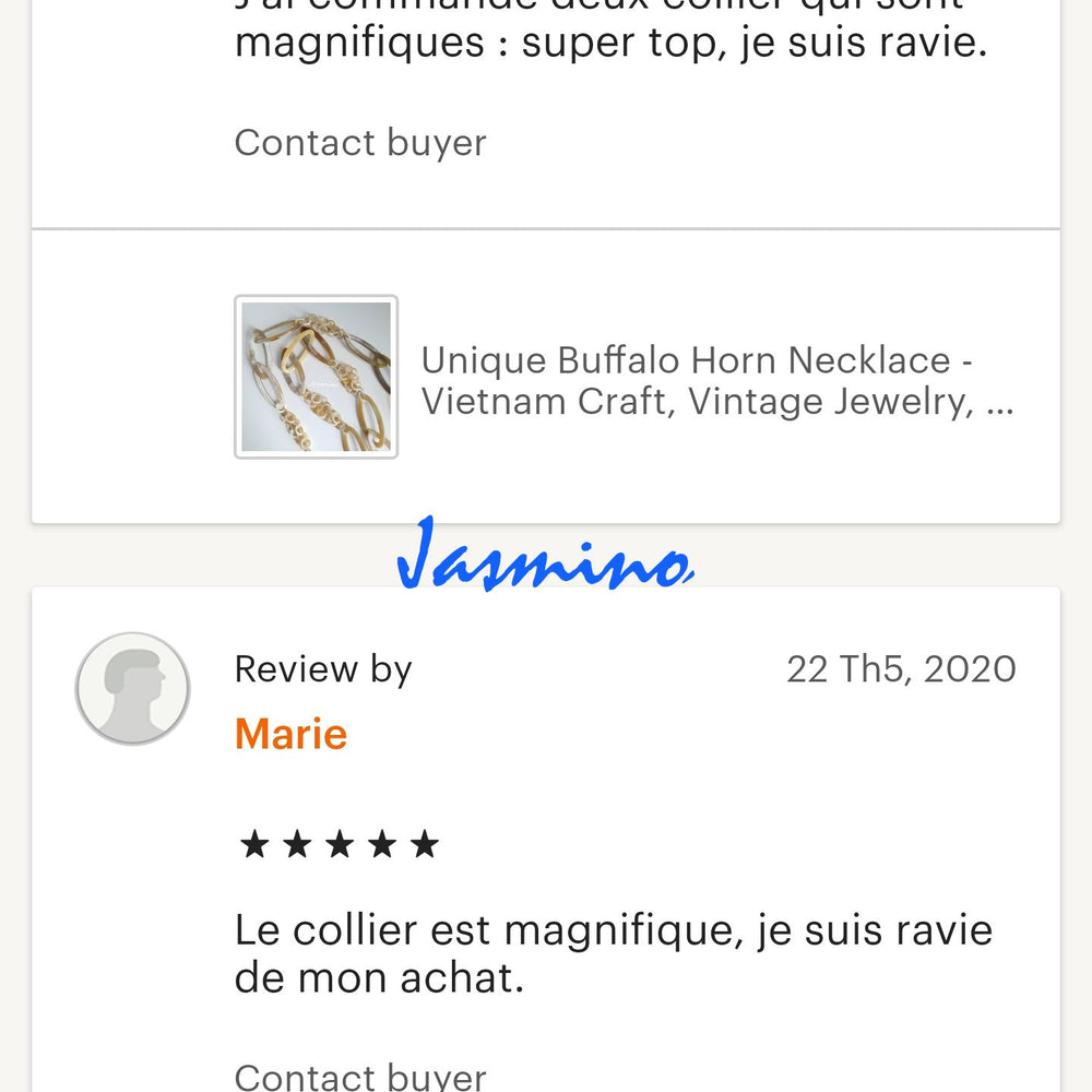 
                  
                    customers write good reviews for the horn jewelry and the best horn supplier
                  
                