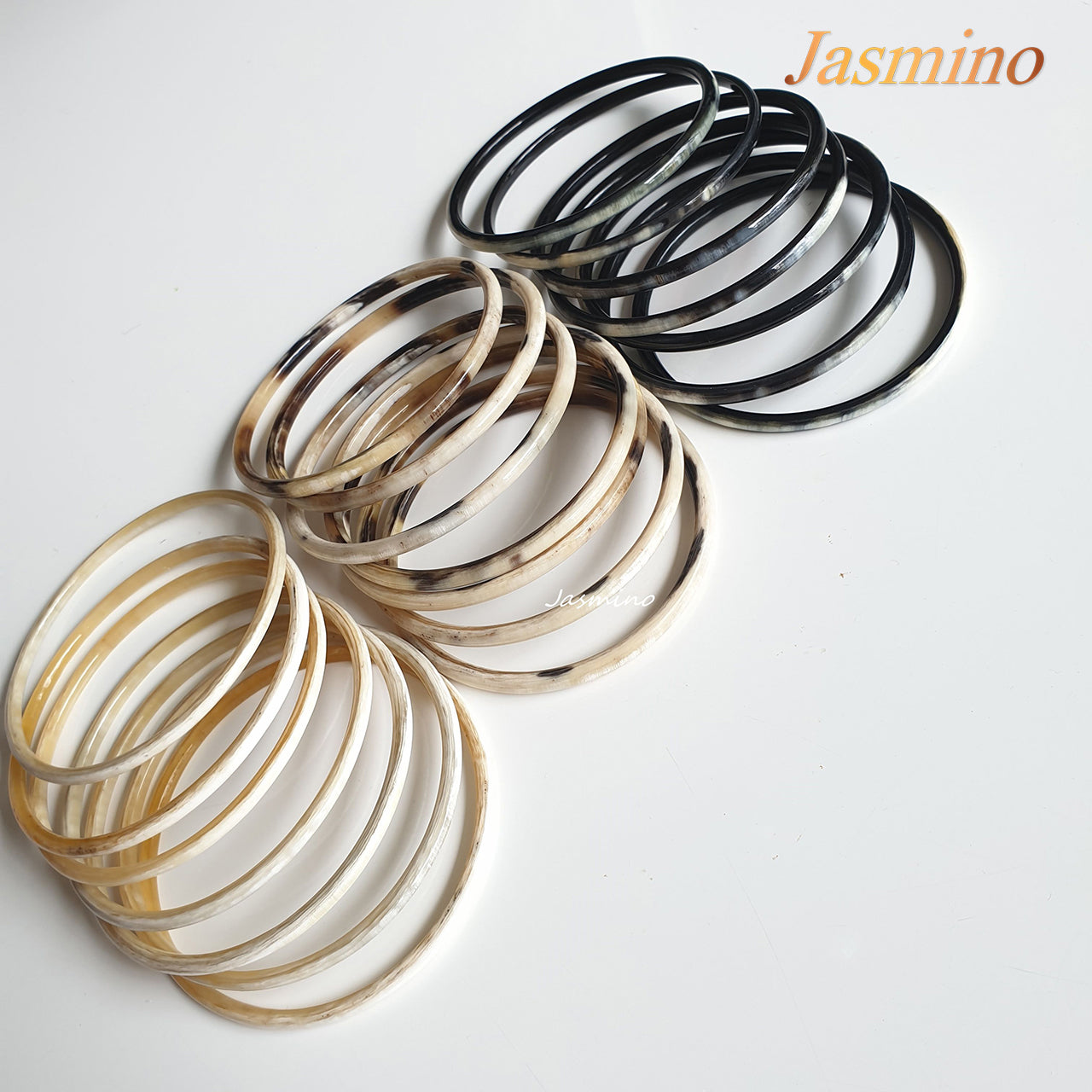 Three sets of Jasmino unique handmade features dark and bright in natural buffalo horn for women in Vietnam