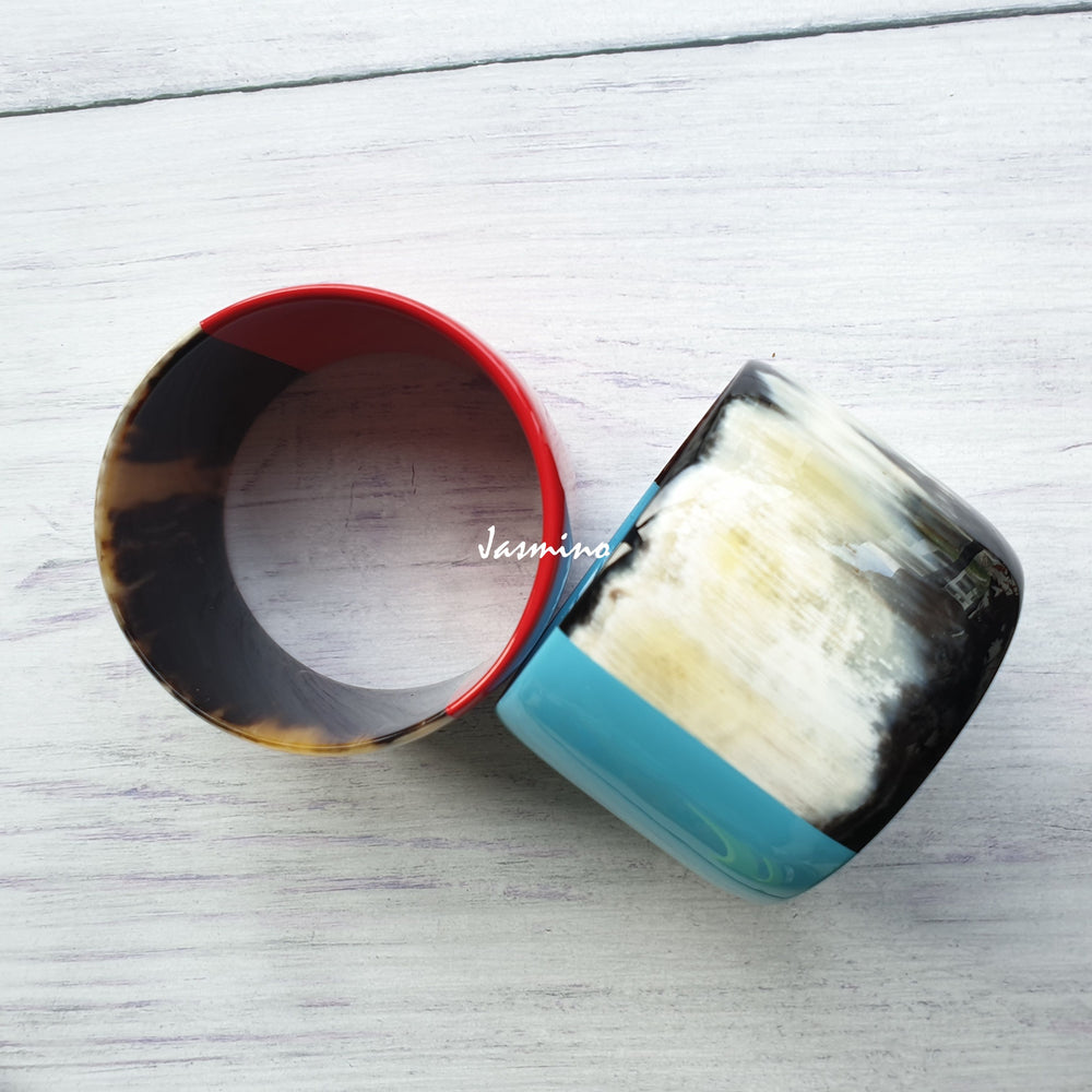 
                  
                    two unique handmade Vintage bangle bracelet in natural buffalo horn for women 
                  
                