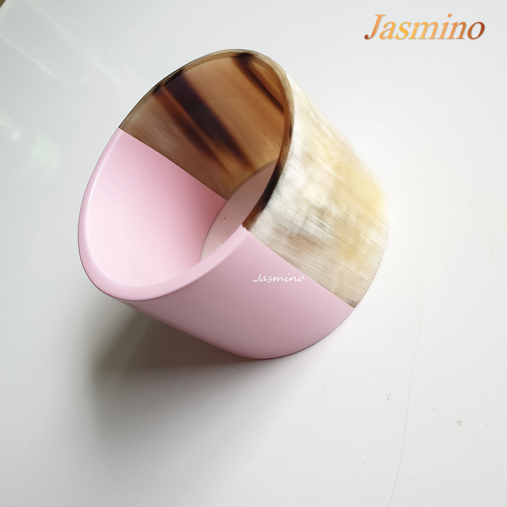 
                  
                    bracelet is designed with half natural buffalo horn and half light pink lacquer in natural light, unique gift for her
                  
                
