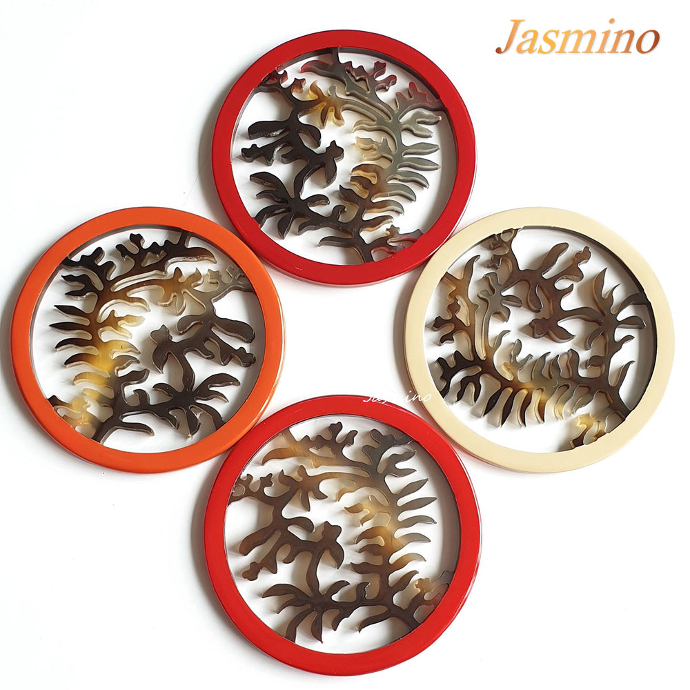 
                  
                    four unique handmade circle pendants are shaped by tree pattern that are made of natural buffalo horn for women
                  
                