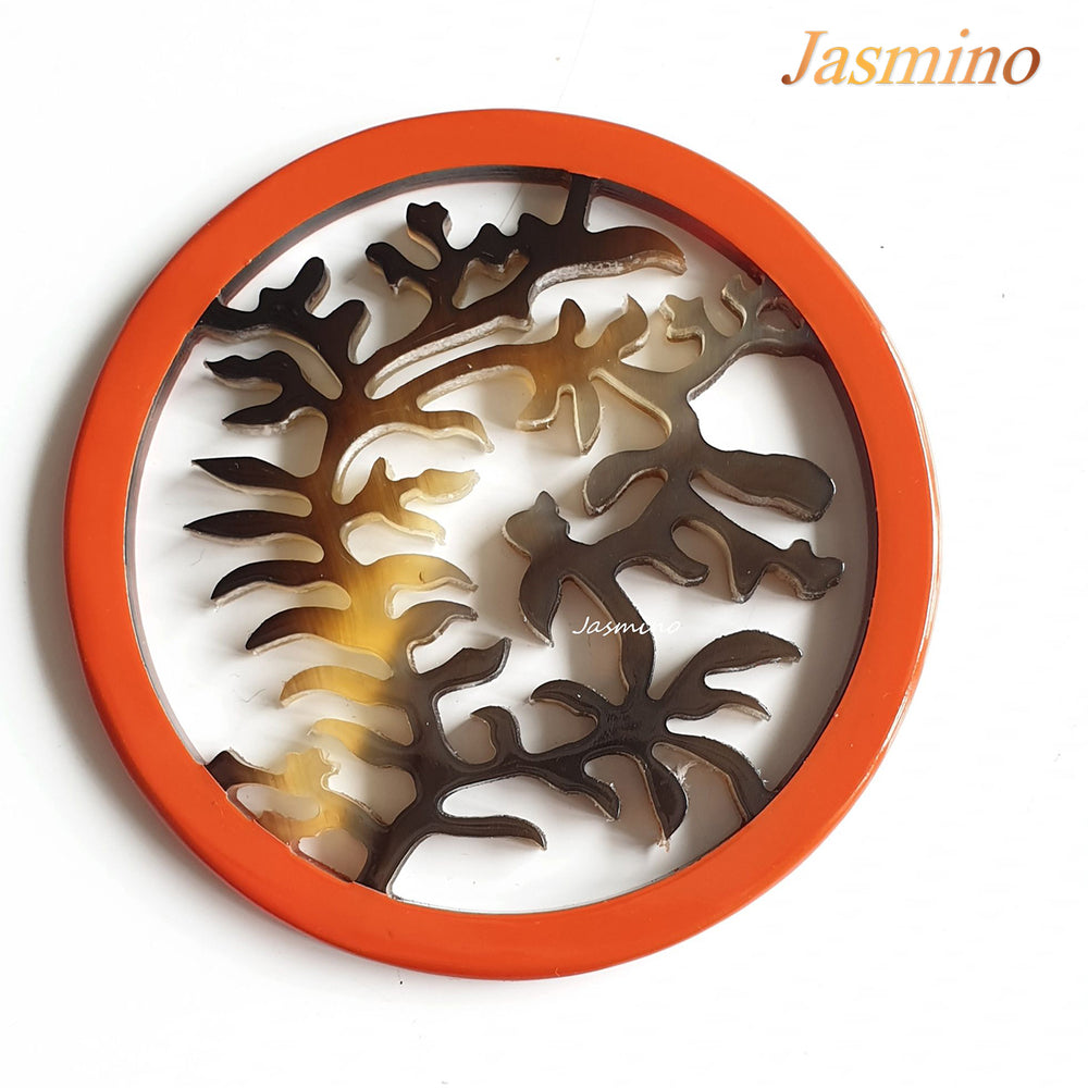
                  
                    round orange peel pendant with unique pattern in natural light, Unique gift for her 
                  
                