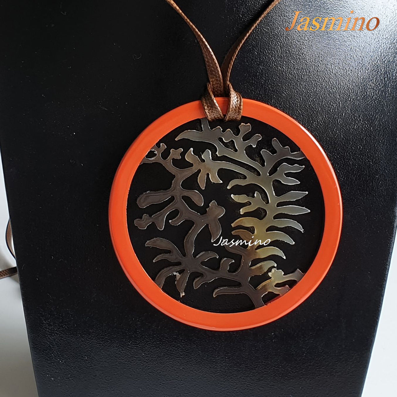 round orange peel pendant with unique pattern in natural light, Unique gift for her