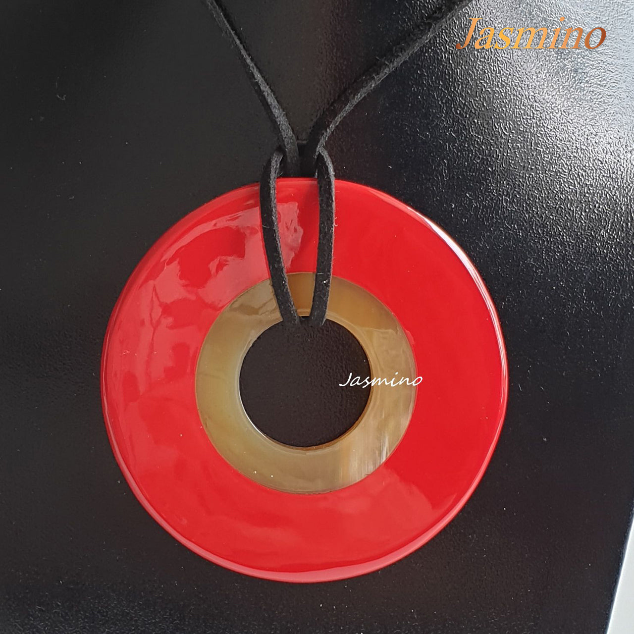 round red maple horn pendant on the light background, impressive Christmas gift for her