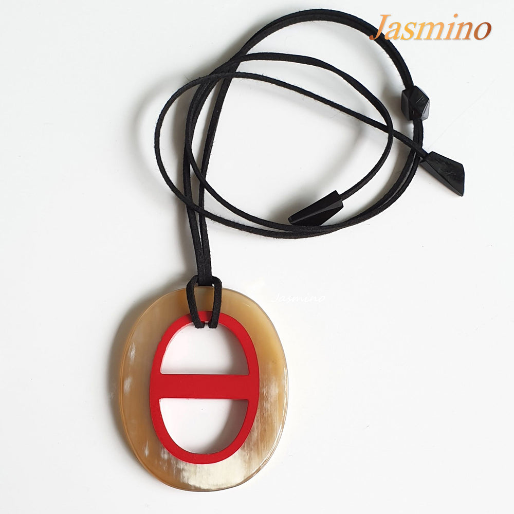 
                  
                    orange peel lacquer horn pendant in natural light, Unique gift for her 
                  
                
