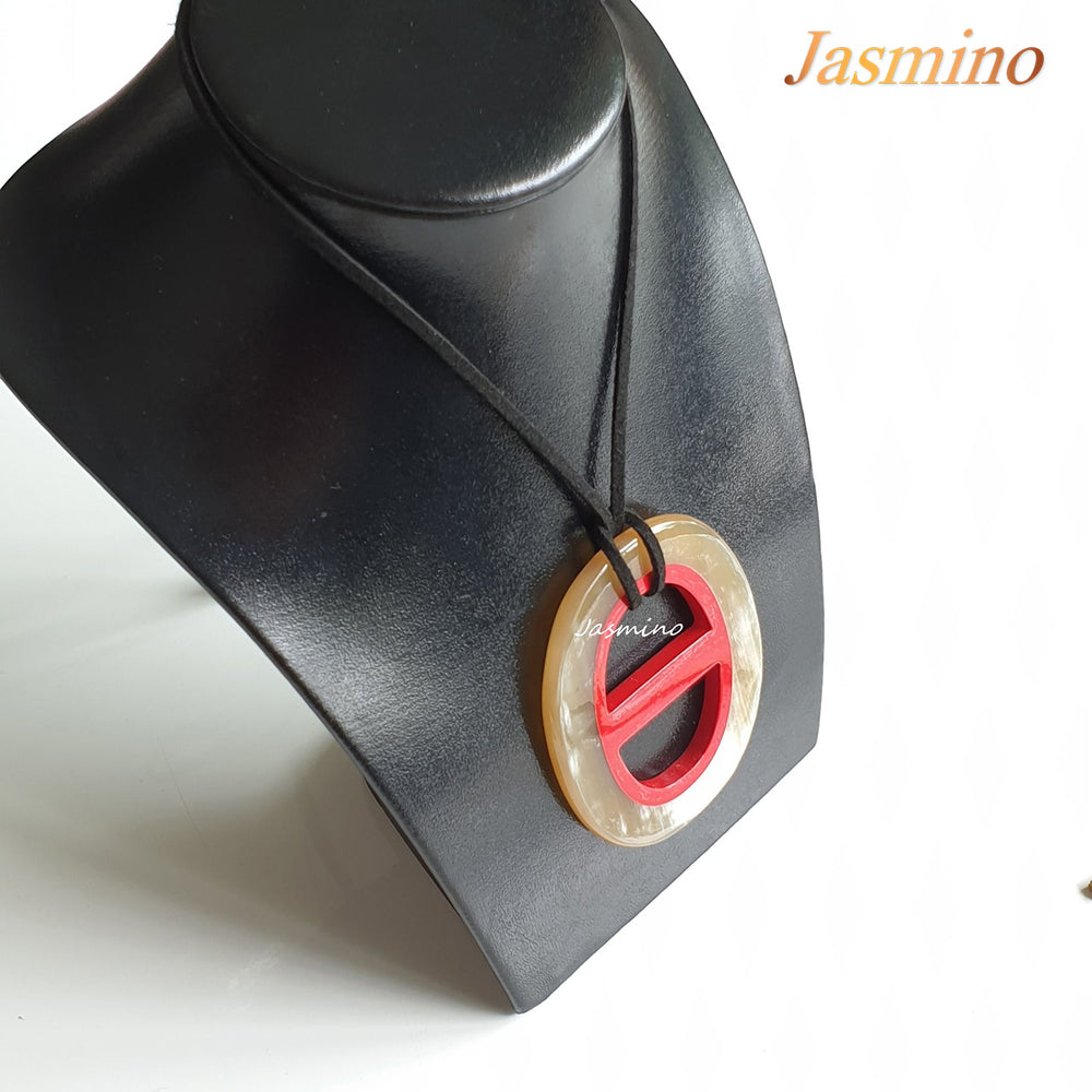 
                  
                    orange peel lacquer horn pendant in natural light, Unique gift for her 
                  
                