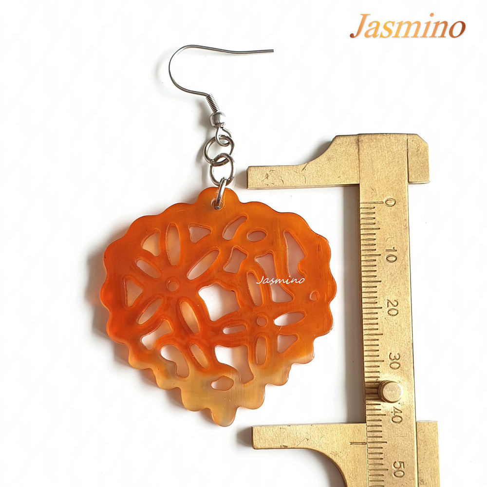 
                  
                    Jasmino Unique Handmade Vintage Orange Thanksgiving Dangle Earrings Made By Natural Buffalo Horn
                  
                
