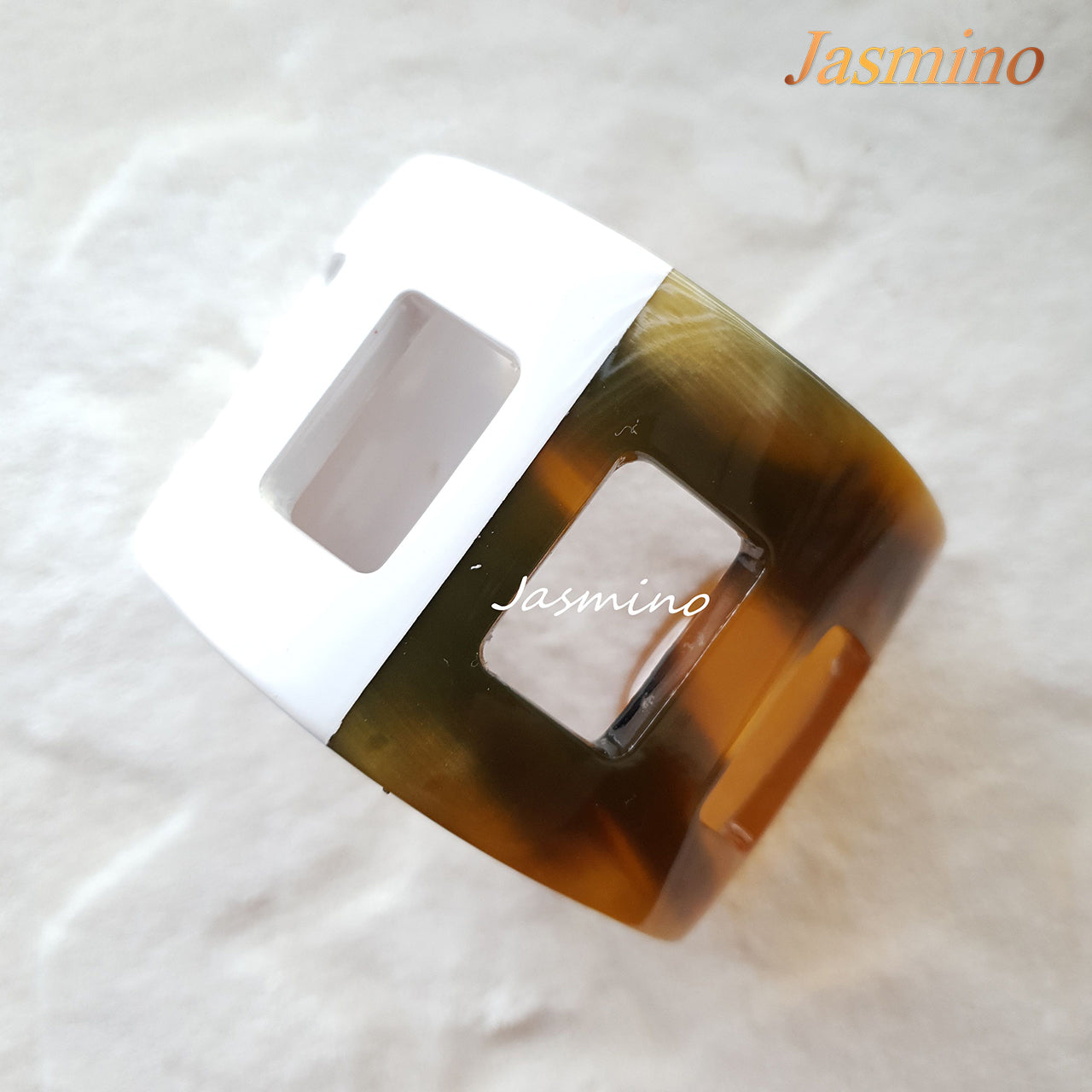 the bracelet is designed with half natural buffalo horn and half white lacquer, unique gift for her