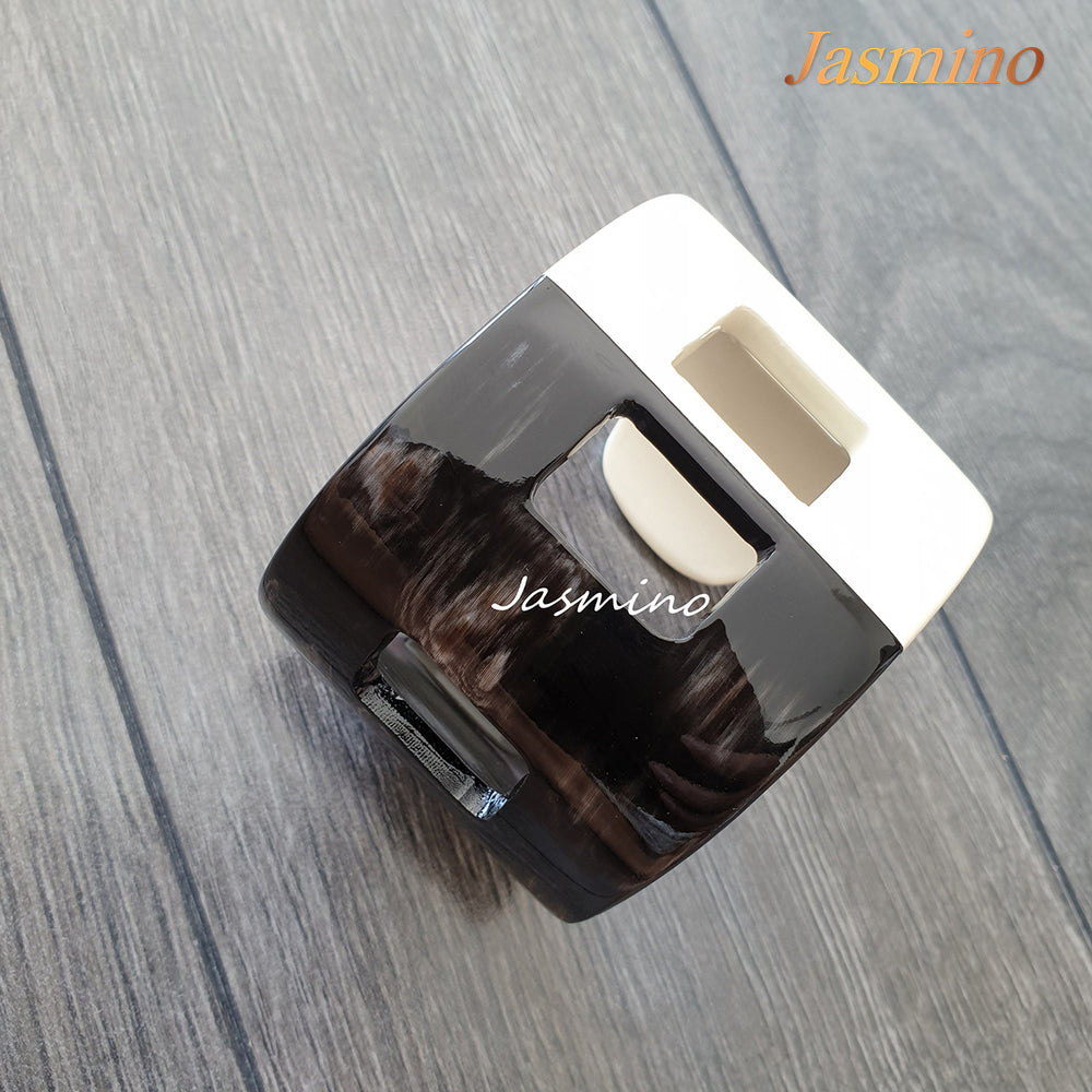
                  
                    the cuff bracelet is designed with half black and half white lacquer, unique gift for her
                  
                