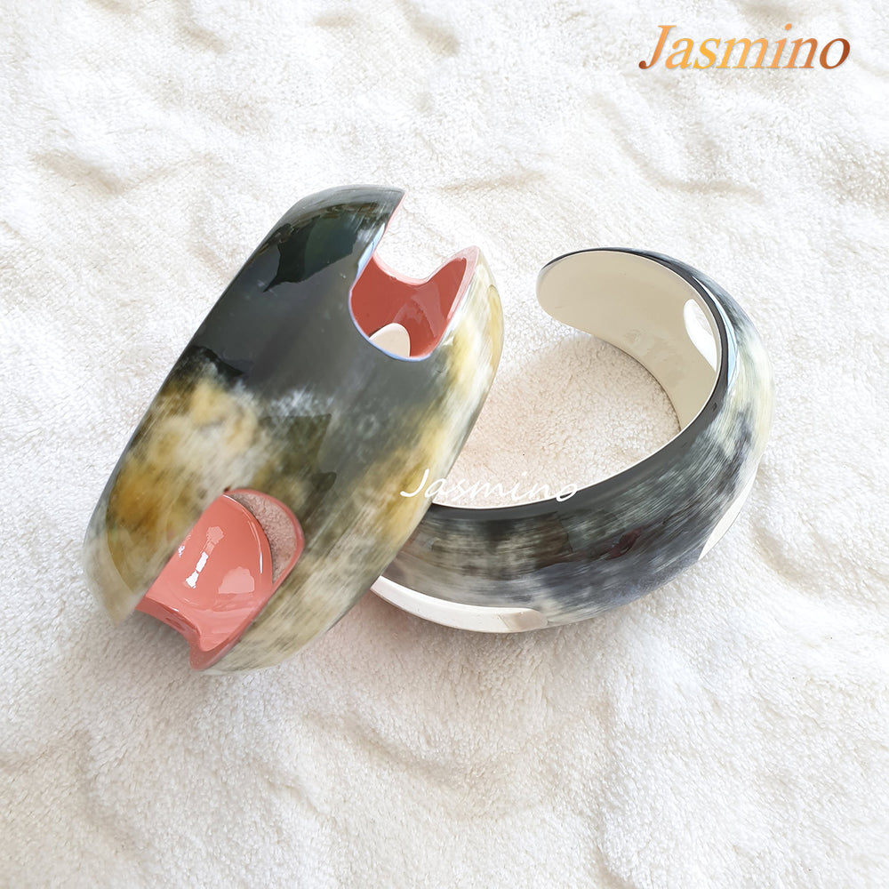 
                  
                    bracelet that the main color outside is white combine black while inside is coral pink, Unique gift for her
                  
                