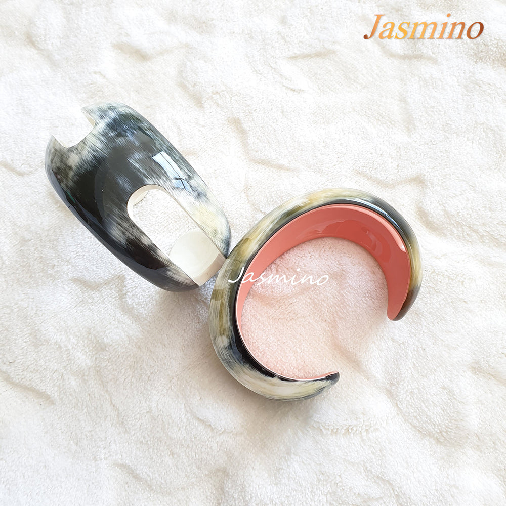 
                  
                    bracelet that the main color outside is white combine black while inside is coral pink, Unique gift for her 
                  
                