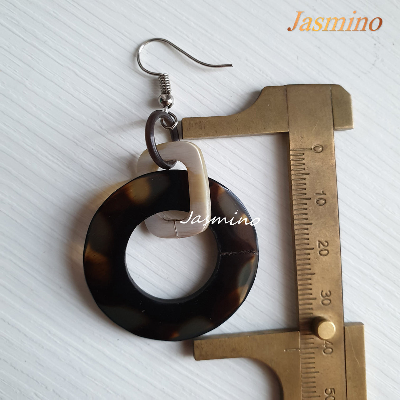 Jasmino Unique Handmade Bohemian Vintage Spotted Circle Drop Earrings Made By Natural Buffalo Horn For Women's Gifts