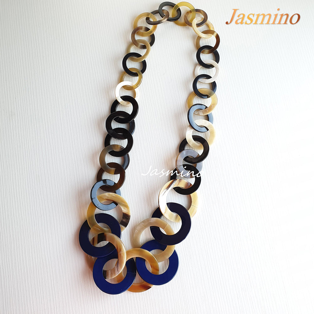 
                  
                    The necklace has several classic blue pieces in natural light, impressive gift for her
                  
                