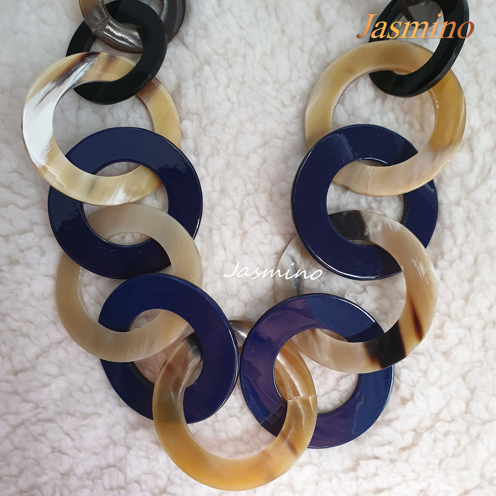 
                  
                    The necklace has several classic blue pieces in natural light, impressive gift for her
                  
                