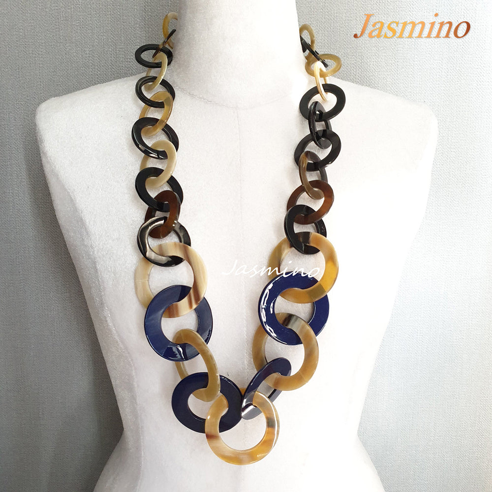 
                  
                    The necklace has several classic blue pieces in natural light, impressive gift for her
                  
                