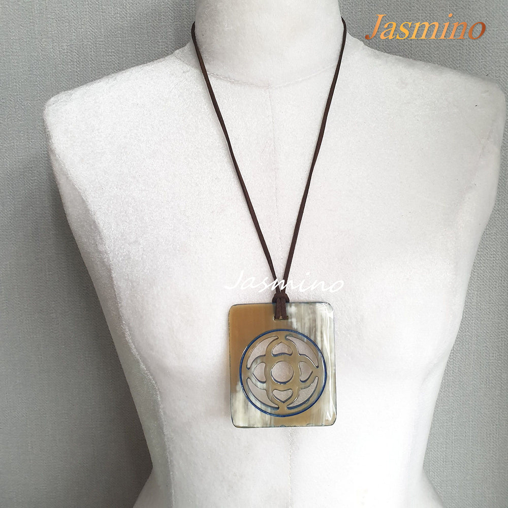 
                  
                    rectangle horn pendant on the light background, impressive gift for her
                  
                