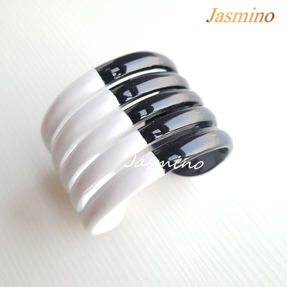 
                  
                    Jasmino unique handmade Minimalist Vintage fivefold cuff bracelet features black and white in natural buffalo horn for women's gifts and best friends
                  
                